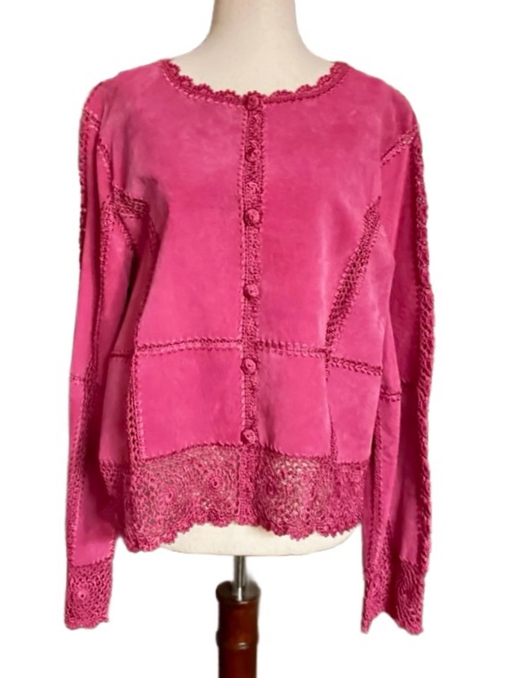 Suede Essentials ~ Burgundy ~ X-Large ~ Floral Lace ~ Leather Suede Jacket
